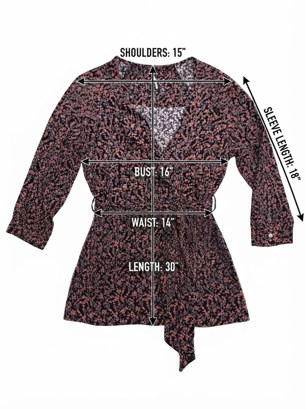Free People Floral Wrap Blouse in Brown and Black